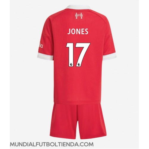 Camiseta Liverpool Curtis Jones #17 Primera Equipación Replica 2025-26 para niños mangas cortas (+ Pantalones cortos)